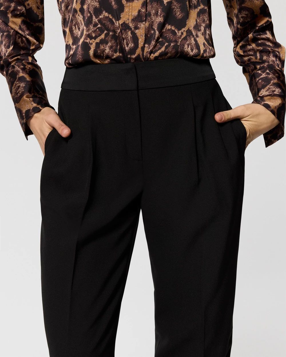 Pleated Crepe Tapered Pant | White House Black Market